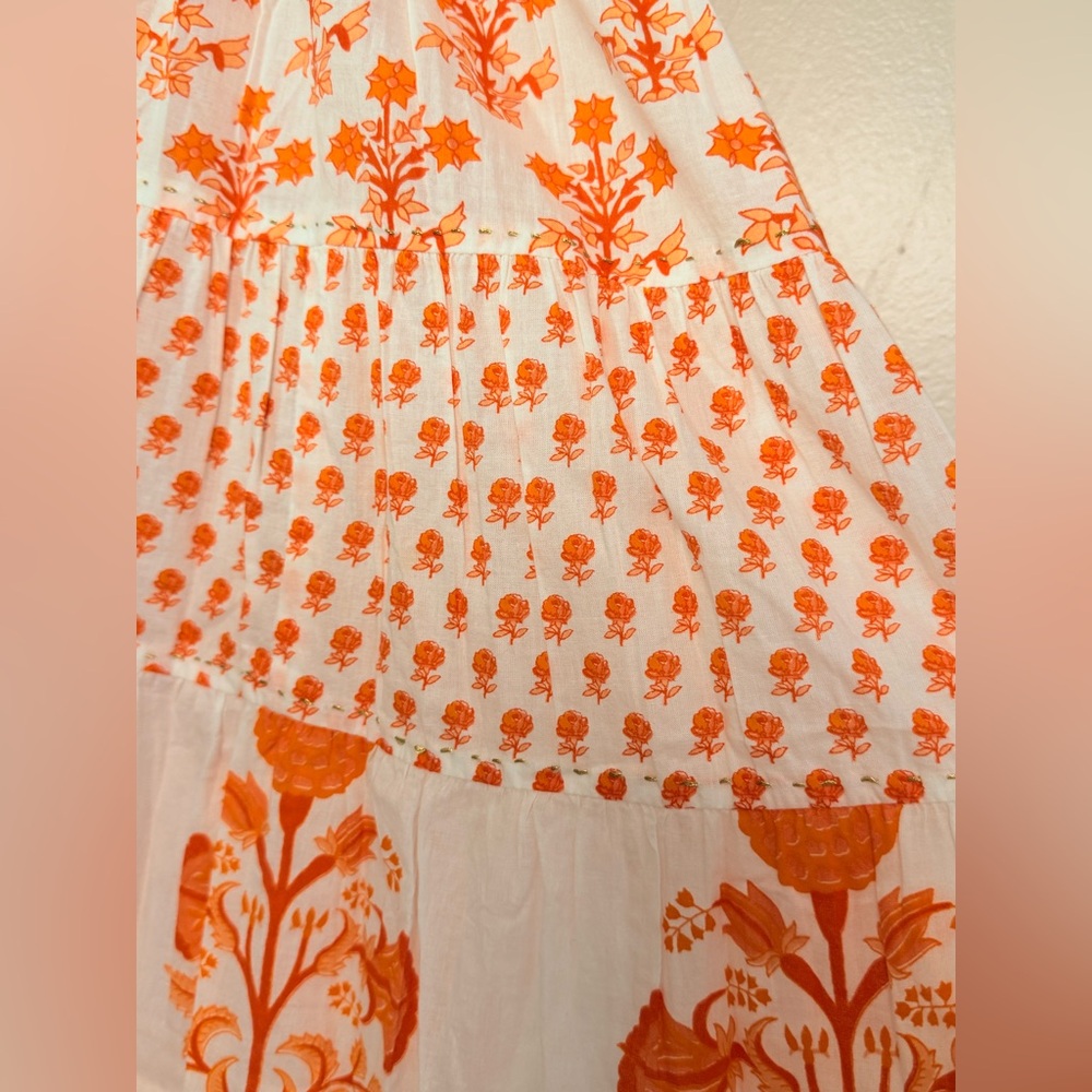Ro's Garden Sasha Dress orange Pomme Floral size large - Picture 5 of 11